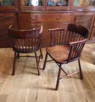 F1048 ARTS & CRAFTS PAIR OF BEECH ARMCHAIRS BY WILLIAM BIRCH