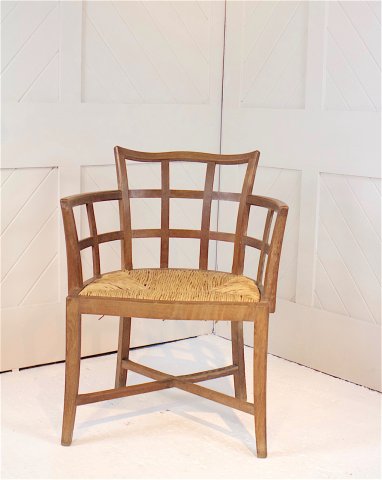 F1073 ARTS & CRAFTS LATICE BACK CHAIR BY AMBROSE HEAL