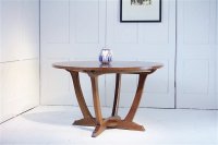 F1037 COTSWOLD SCHOOL OAK CIRCULAR TOP DINING TABLE