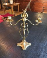 OI1084 ARTS & CRAFTS BRASS CANDELABRA