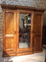 F775 GOTHIC REVIVAL OAK INLAID WARDROBE