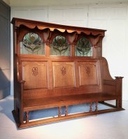 F1060 ARTS & CRAFTS OAK HALL SETTLE