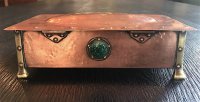 OI1091 ARTS & CRAFTS COPPER BOX WITH 5 RUSKIN INSETS