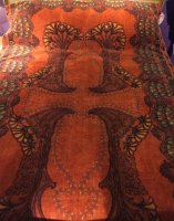 T48 ART NOUVEAU ORIGNAL PRINTED VELVET THROW