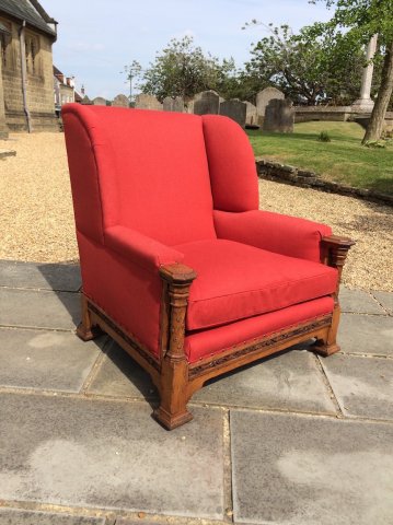 F1012 RARE CARVED OAK ARMCHAIR LIBERTY & CO